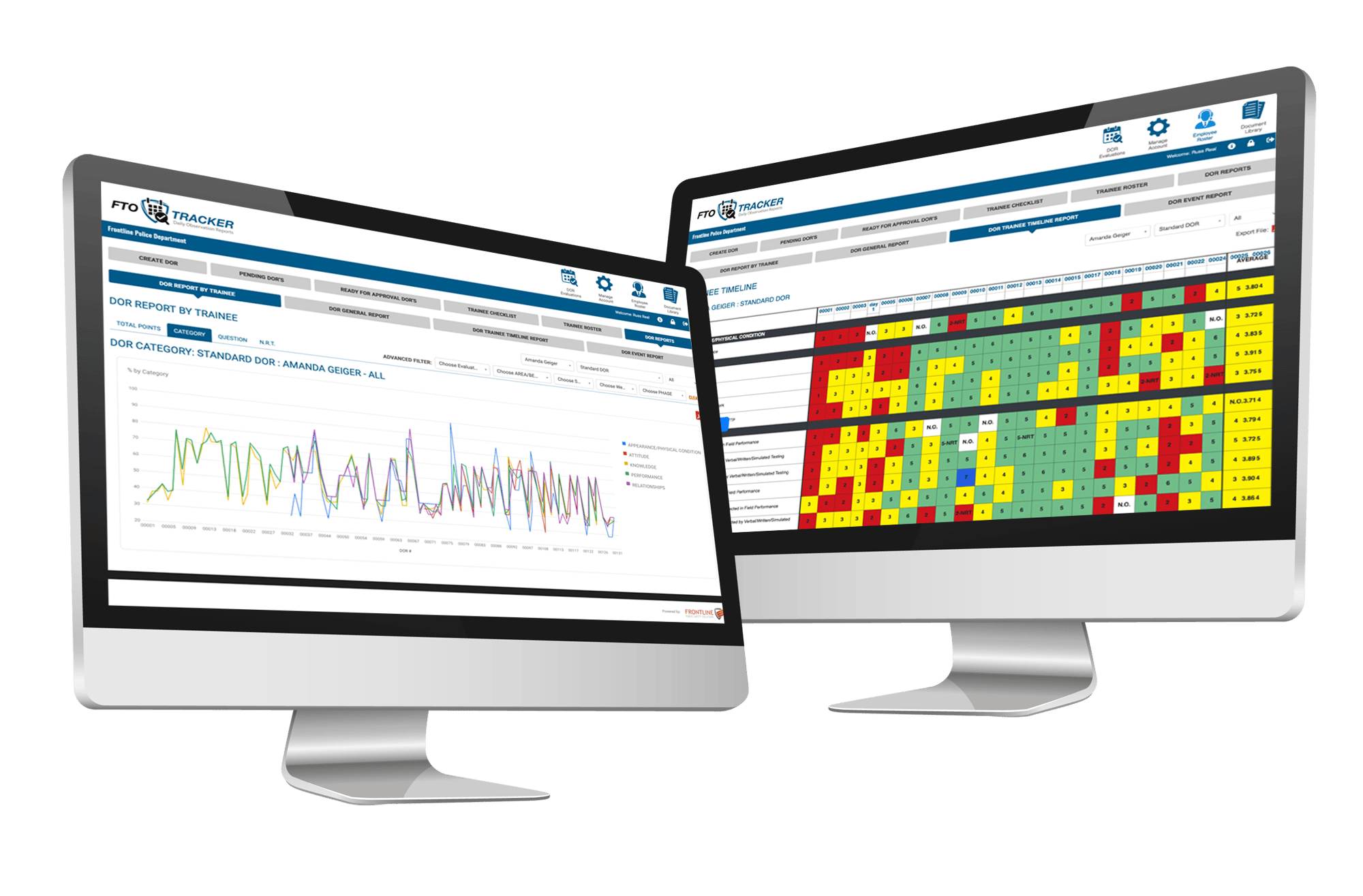 An image featuring FTO Tracker, a field training officer software by Frontline.