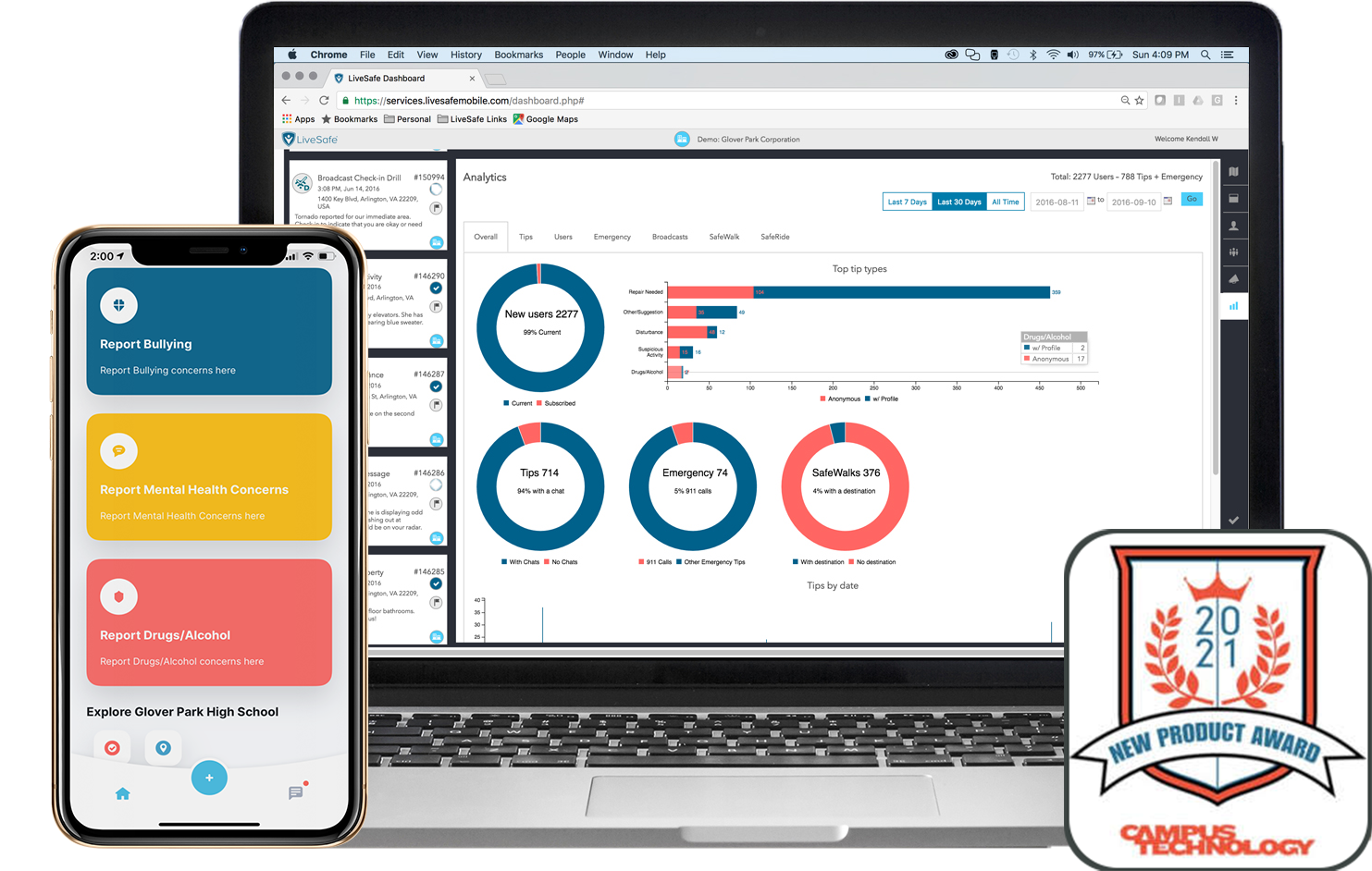 LiveSafe Combined Screenshot w_ Campus Tech Awards - new